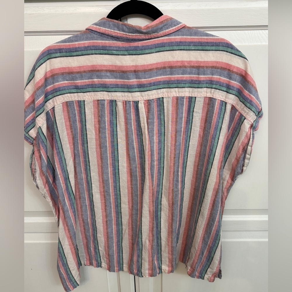 Orvis Women's Linen Blend Striped Button-Down Shirt - Pink, Blue, Green XXL. - Picture 6 of 6
